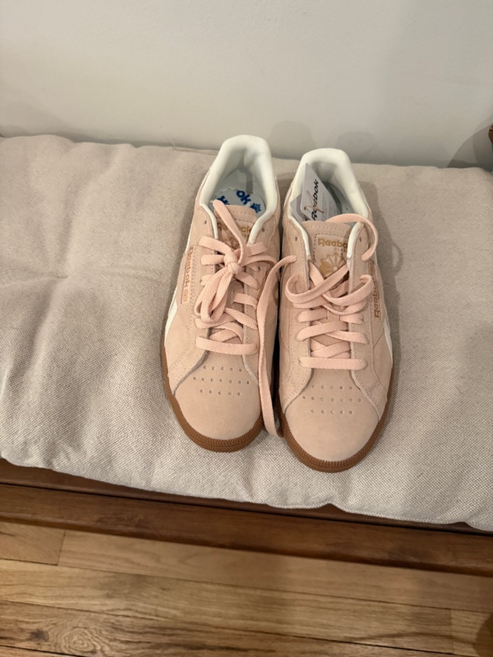 Reebok Suede Sneakers in Light Pink with Gum Sole